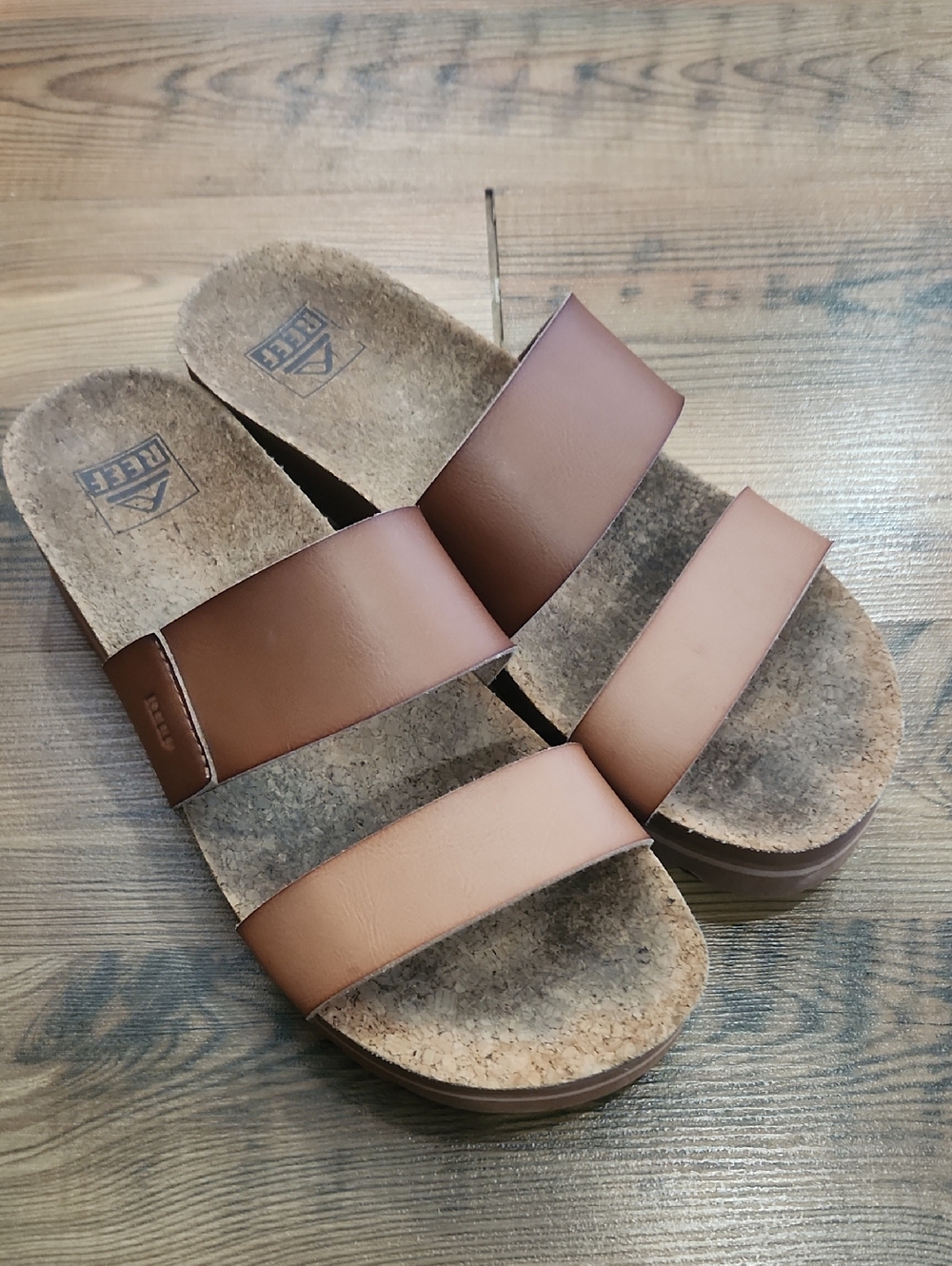 Reef Cushion Vista Hi Platform Slide Sandal Brown Tan 8 Cushion Comfort Ecocore